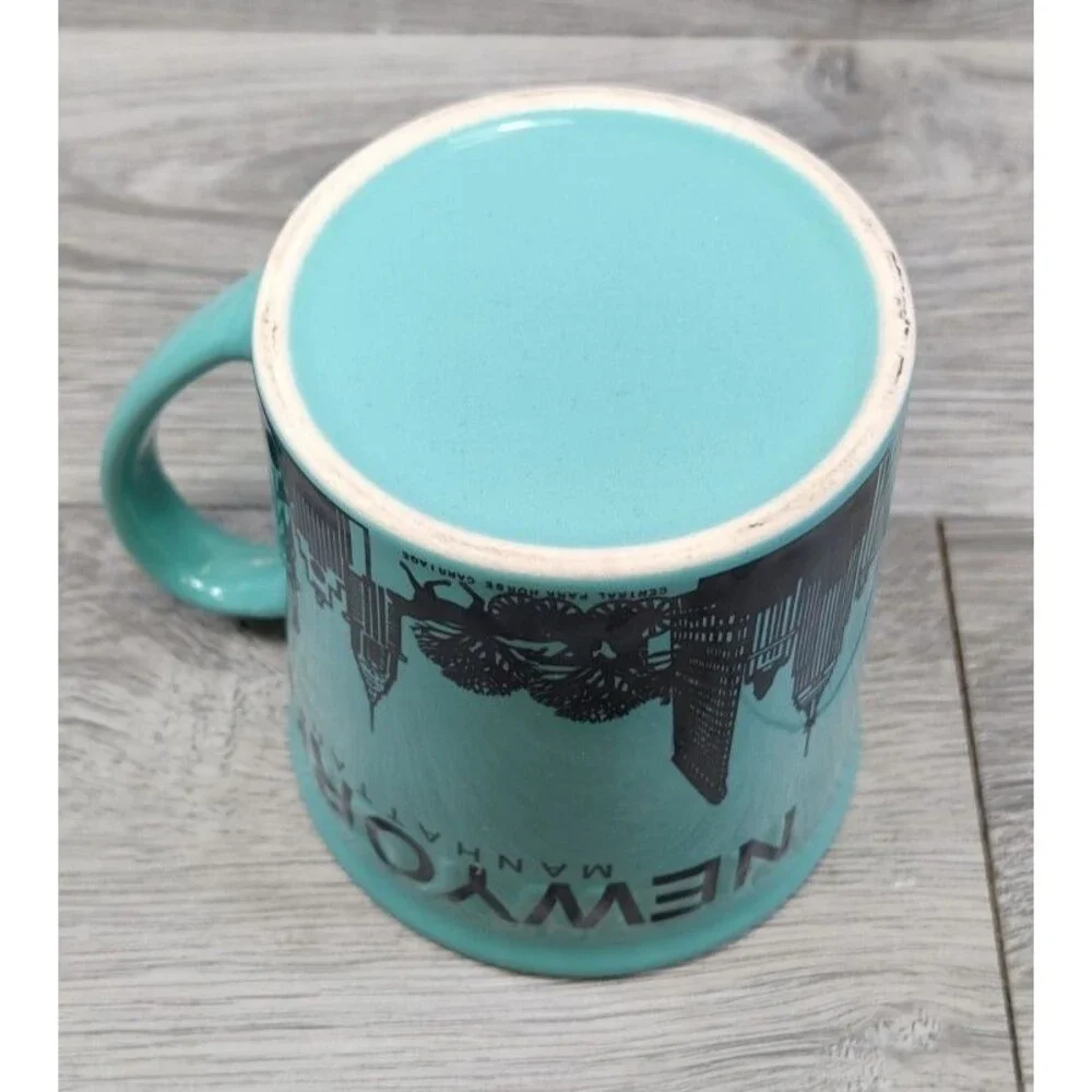 Manhattan New York Sky Line Green Coffee Mug 12 oz. Ceramic